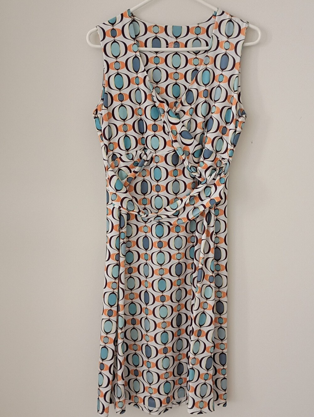 PrAna Faux Wrap Dress Organic Cotton 70s Geometric Retro Athletic Golf Tennis